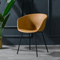 Modern Dining Chair with Organic Shape - Leather Upholstered Chair with Sleek Metal Legs