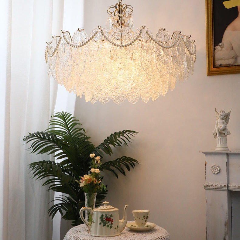 Elegant Crystal Chandelier with Pearl Accents - Romantic and Timeless