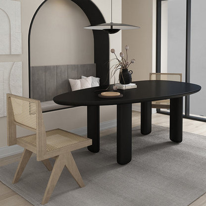 Modern Oval Dining Table with Unique Sculptural Base - Solid Wood Top