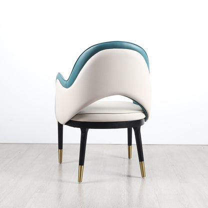 Modern Accent Chair with Two-Tone Leather Upholstery and Wooden Legs