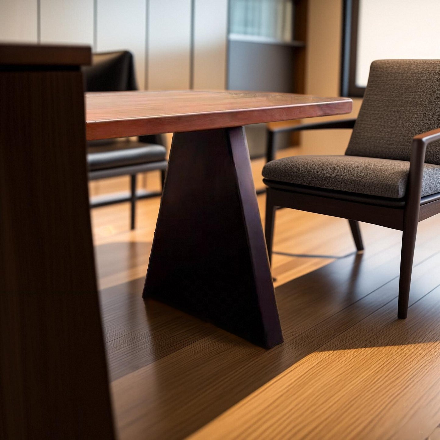 Rustic Pine Dining Table with Sleek Stainless Steel Base