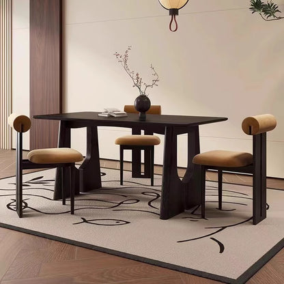 Modern Dining Table with Unique Wooden Base - Solid Wood Top