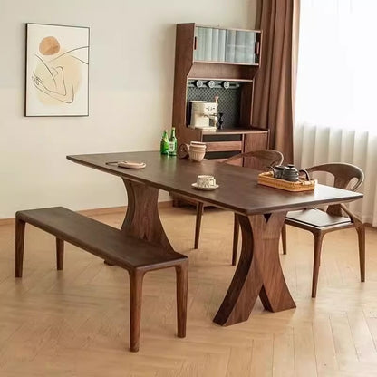 Rustic X-Base Dining Table - Warm and Inviting