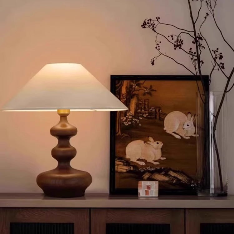 Sculptural Wooden Table Lamp - A Modern Art Piece