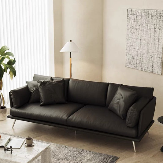 Modern Leather Sofa with Sleek Design and Comfortable Cushions