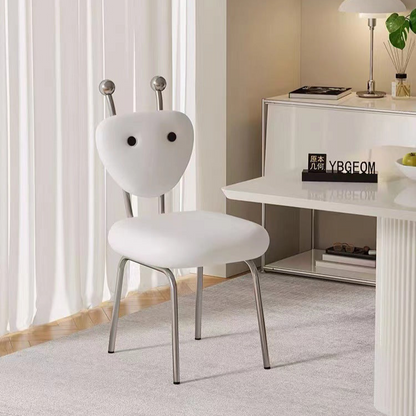 Playful Dining Chair with Quirky Design - Leather Upholstered Chair with Metal Legs