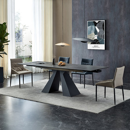 Modern Minimalist Extendable Ceramic Stone Dining Table - Multifunctional Home Use