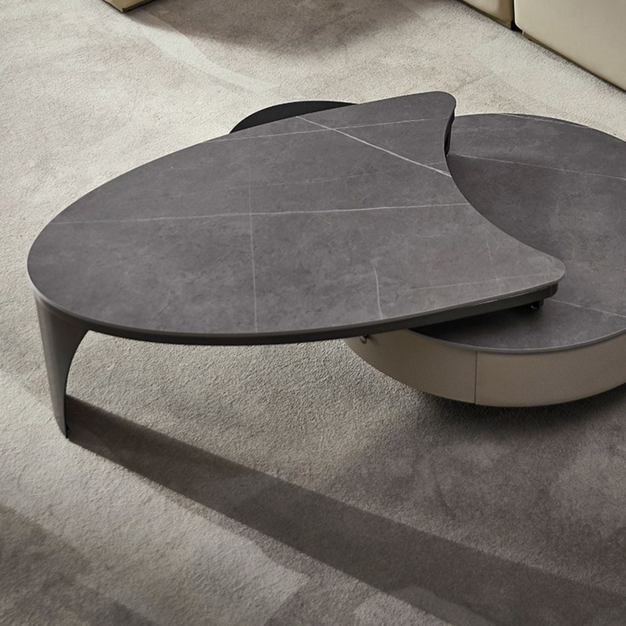 Furnishaus Elevate Black Titanium Modern Round Coffee Table