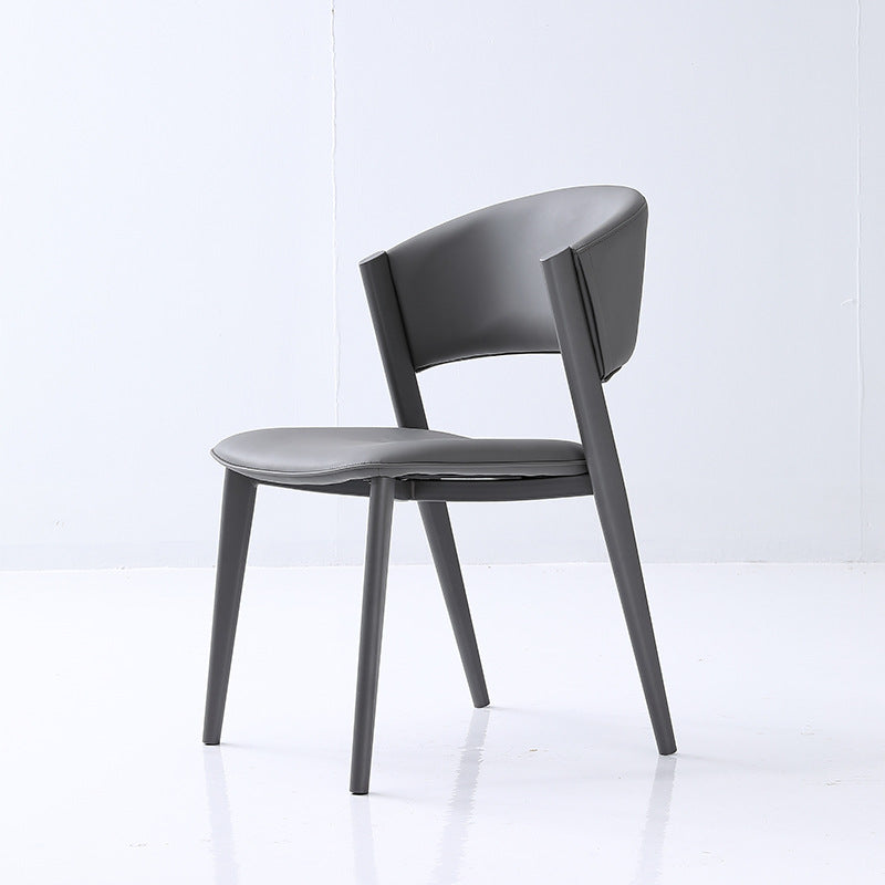 Modern Dining Chair - Leather Upholstered Chair with Sleek Metal Legs