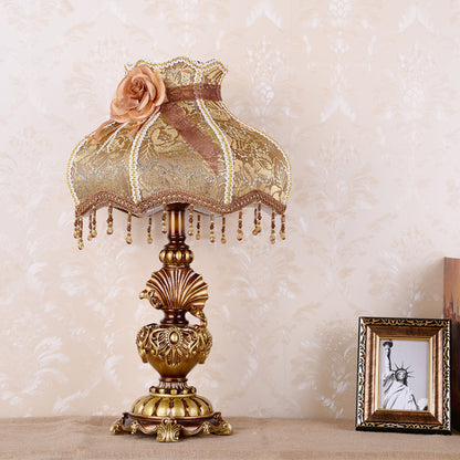 Vintage Baroque Table Lamp with Floral Shade - A Touch of Regal Elegance