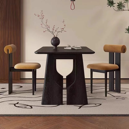 Modern Dining Table with Unique Wooden Base - Solid Wood Top