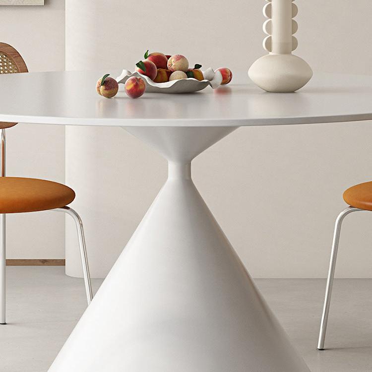 Modern Round Dining Table - Sleek Ceramic Base and Durable Tabletop