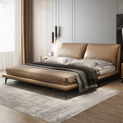 Modern Leather Bed with Sleek Design and Comfortable Upholstery