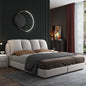 Modern Upholstered Bed frame with Curved Backrest and Storage