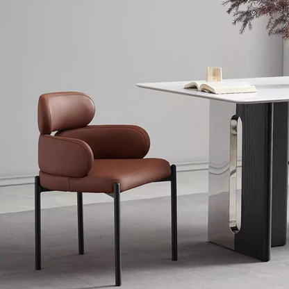 Playful Modern Dining Chair - Leather Upholstered Chair with Unique Design