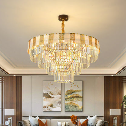 Layered Crystal Chandelier - Modern and Elegant