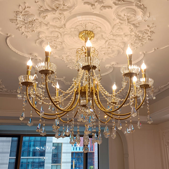 Opulent Gold Chandelier with Crystal Accents - Timeless Elegance