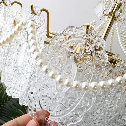 Elegant Crystal Chandelier with Pearl Accents - Romantic and Timeless