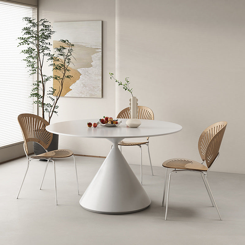 Modern Round Dining Table - Sleek Ceramic Base and Durable Tabletop