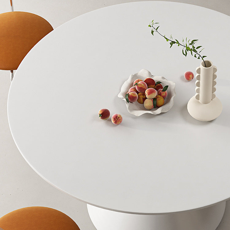 Modern Round Dining Table - Sleek Ceramic Base and Durable Tabletop