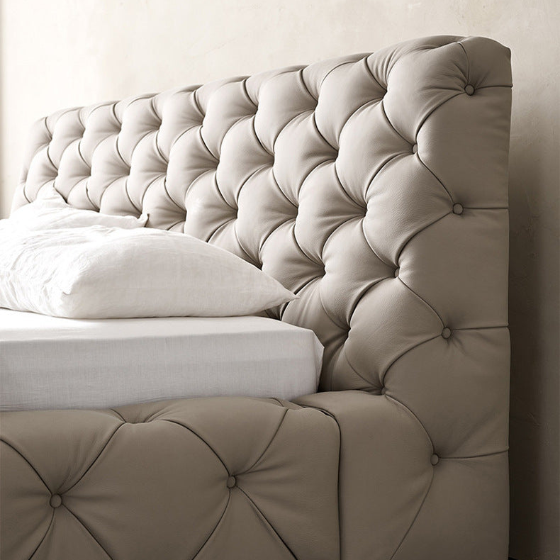 Luxurious Upholstered Bed with Button-Tufted Headboard