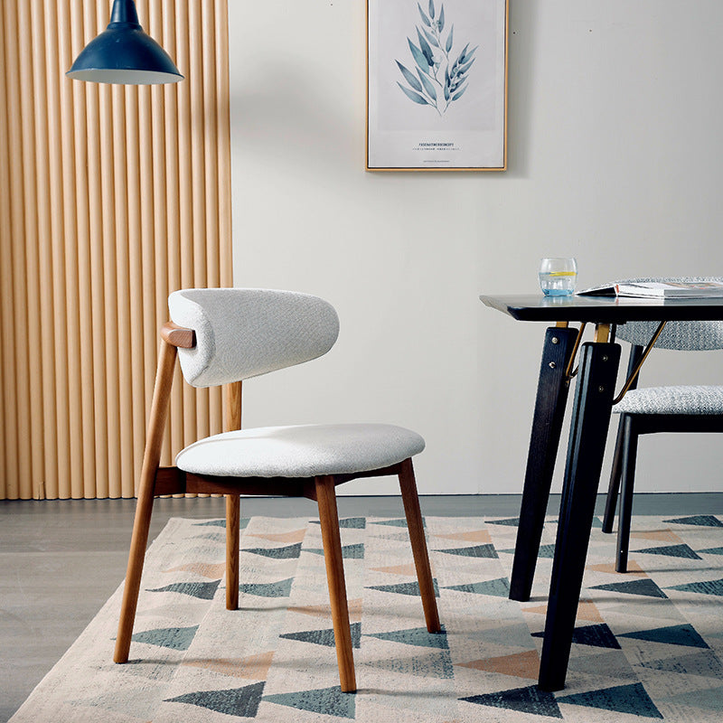 Modern Dining Chair with Organic Shape - Upholstered Chair with Solid Wood Legs