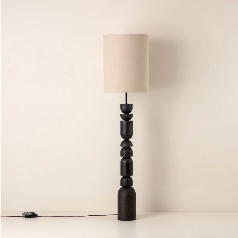 Playful Wooden Bead Floor Lamp - A Modern Minimalist Design