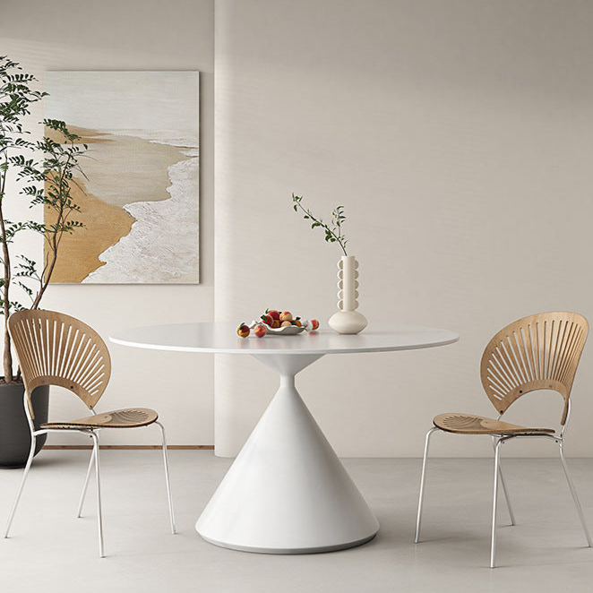 Modern Round Dining Table - Sleek Ceramic Base and Durable Tabletop