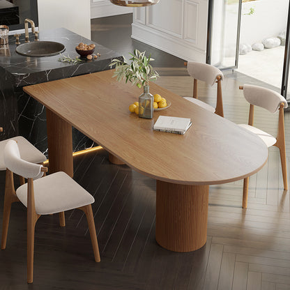 Modern Oval Dining Table with Unique Sculptural Base - Solid Wood Top