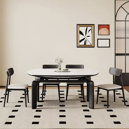 Modern Extendable Dining Table Set - Versatile Design, Durable Rock Slab Top