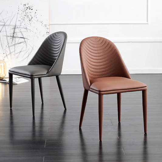 Modern Dining Chair - Leather Upholstered Dining Chair with Metal Legs - Contemporary Design