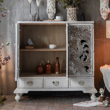 The Grand Furnishaus Carved  Wood Cabinet: Timeless Elegance for Your Home