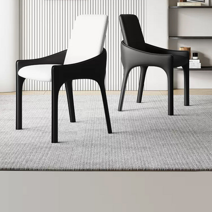 Designer Dining Chair - Leather Upholstered Dining Chair with Metal Legs - Modern Minimalist Design