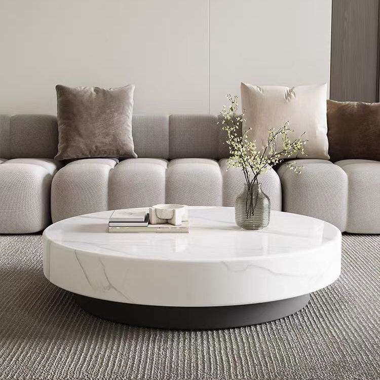 Furnishaus Parve: Sophisticated Round Marble Coffee Table