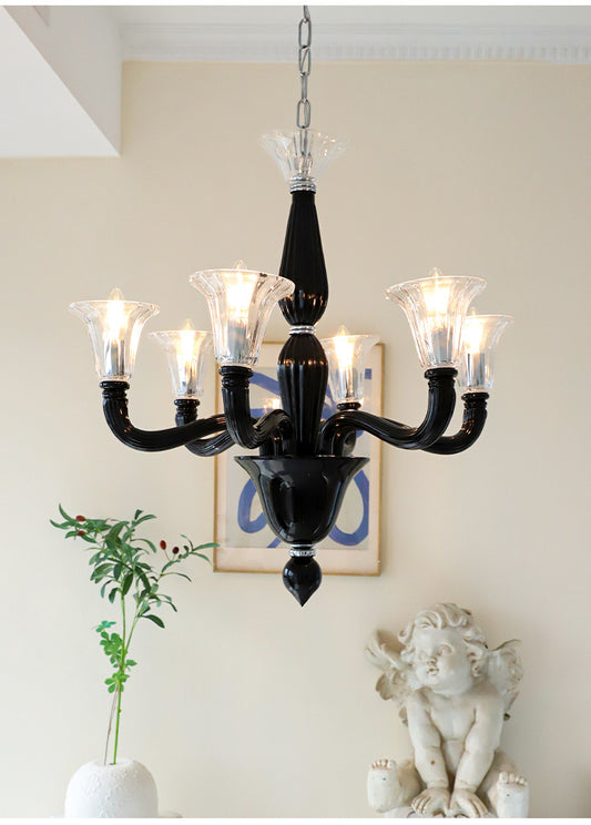 Dramatic Black Glass Chandelier - Modern and Edgy