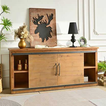 The Farmhouse Industrial Sideboard - Rustic Sliding Door Storage Cabinet