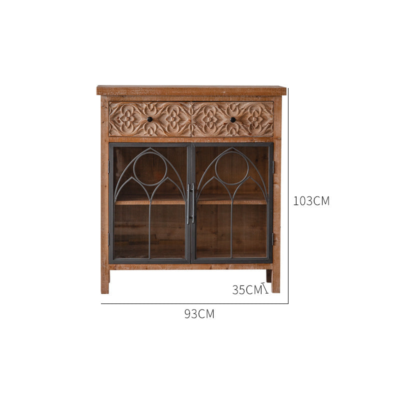 Tavern restaurant decorative lockers solid wood carved glass storage porch cabinet characteristic retro dining sideboard